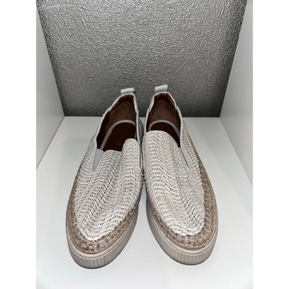 Franco Sarto Homer 2 White Leather Woven Platform Espadrille Sneakers / Loafers - Picture 2 of 12